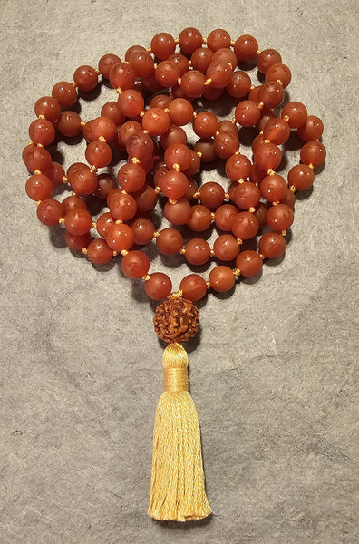 Sacral Chakra Mala - Carnelian (Matte Mantra Beads)