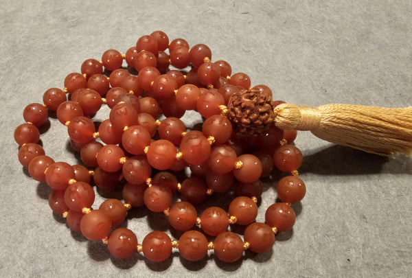 Sacral Chakra Mala - Carnelian (Matte Mantra Beads)