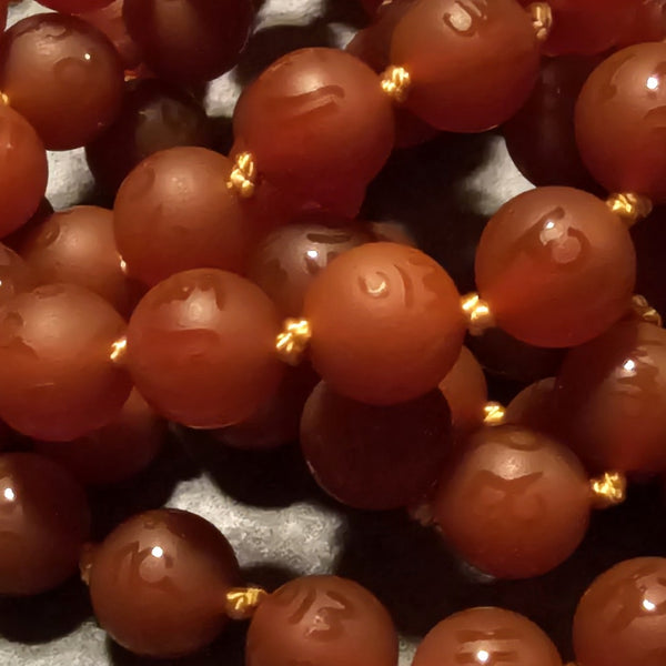 Sacral Chakra Mala - Carnelian (Matte Mantra Beads)