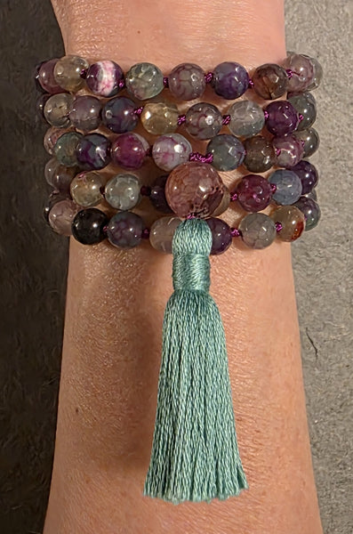 Self Confidence Mala - Cracked Agate (Faceted)