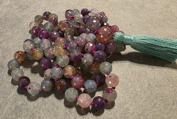 Self Confidence Mala - Cracked Agate (Faceted)