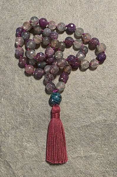 Self Confidence "Child's" Mala - Cracked Agate (Faceted)