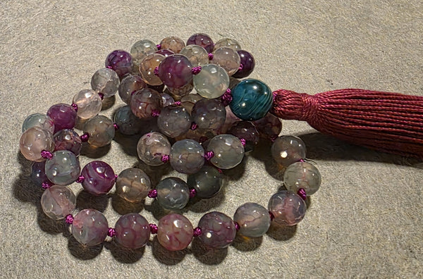 Self Confidence "Child's" Mala - Cracked Agate (Faceted)