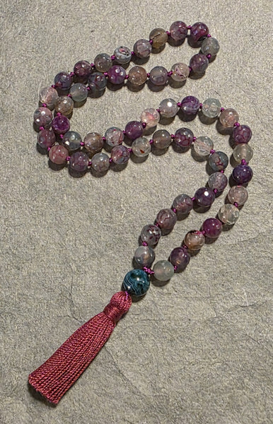 Self Confidence "Child's" Mala - Cracked Agate (Faceted)