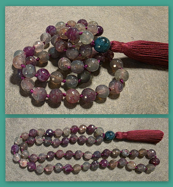 Self Confidence "Child's" Mala - Cracked Agate (Faceted)