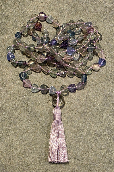 Clarity of Heart Mala - Rainbow Fluorite (Heart Shaped)