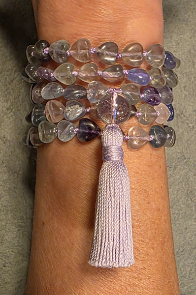 Clarity of Heart Mala - Rainbow Fluorite (Heart Shaped)