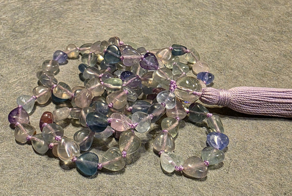 Clarity of Heart Mala - Rainbow Fluorite (Heart Shaped)