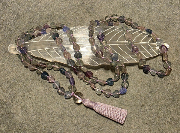 Clarity of Heart Mala - Rainbow Fluorite (Heart Shaped)