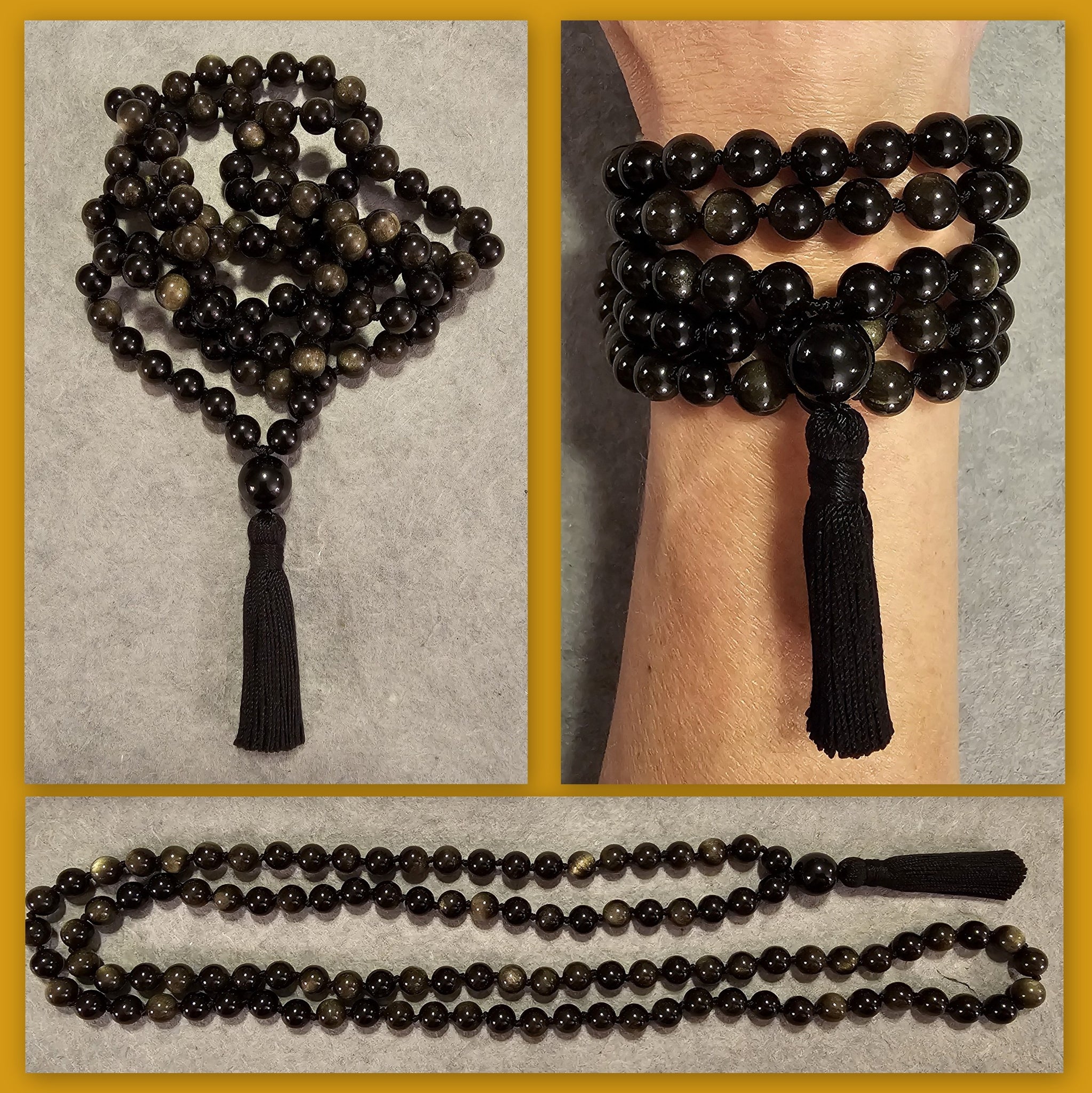 Protection Mala - Gold Sheen Obsidian