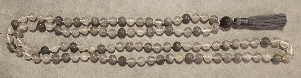 Energy Cleansing Mala - Gray Cloud Quartz