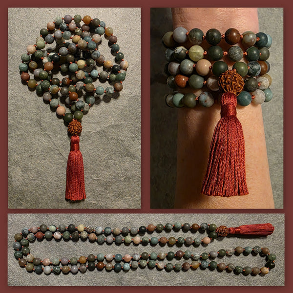 Nurturing and Empowerment Mala -  Indian Agate (Matte)