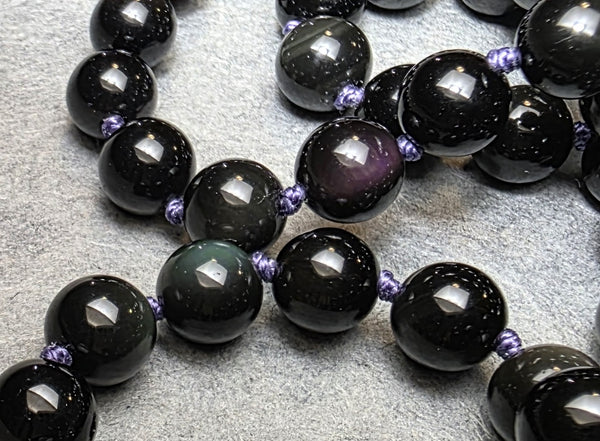 Protection Mala - Rainbow Obsidian