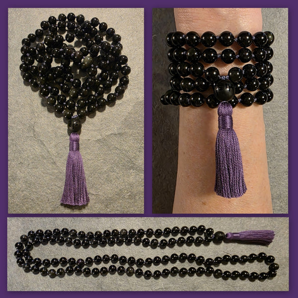 Protection Mala - Rainbow Obsidian