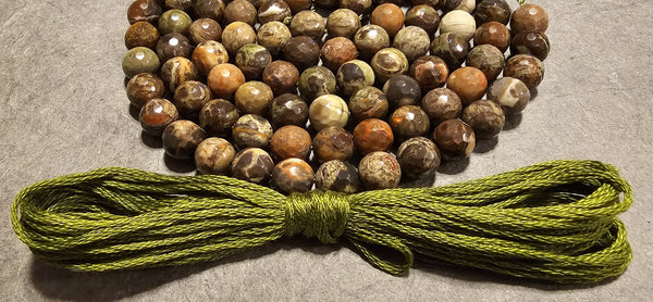 Liberation Mala - Rhyolite (Rainforest) Jasper (Faceted)