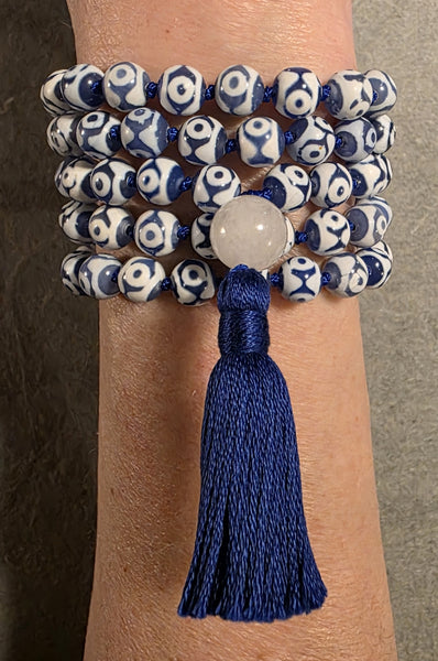 Equilibrium Mala - Tibetan Agate (Evil Eye)