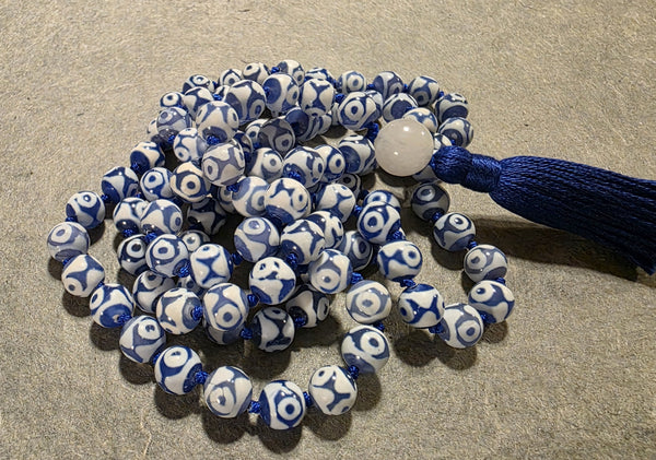 Equilibrium Mala - Tibetan Agate (Evil Eye)