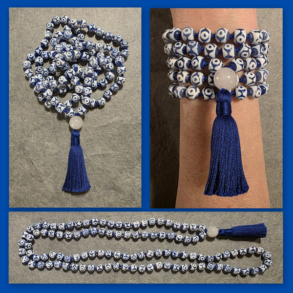 Equilibrium Mala - Tibetan Agate (Evil Eye)