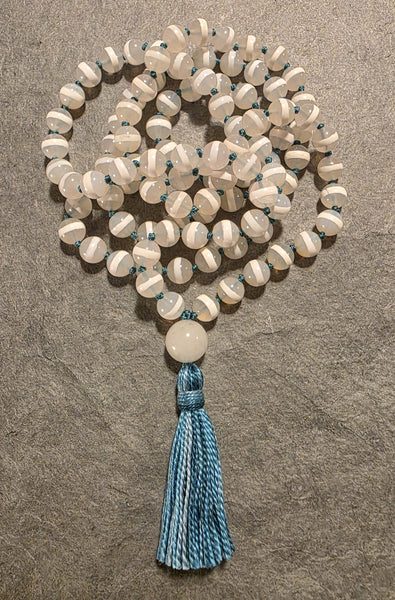Equilibrium Mala - Tibetan Dzi Agate (White Stripe)