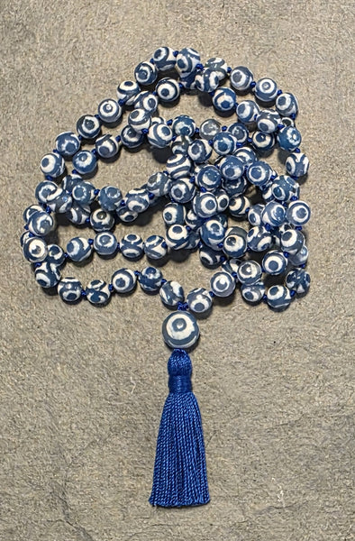 Equilibrium Mala - Tibetan Agate (Evil Eye)