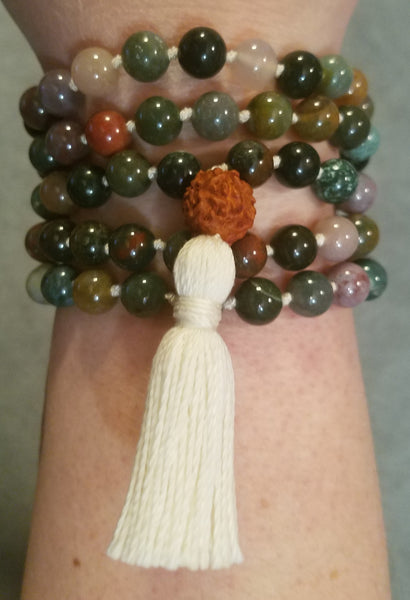 Nurturing and Empowerment Mala - Indian Agate Bloodstone