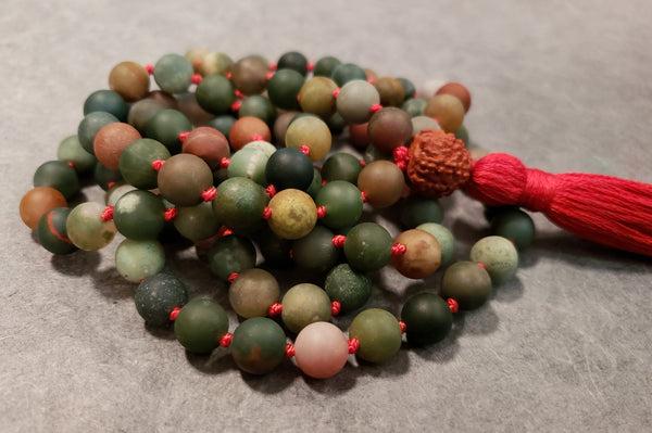 Nurturing and Empowerment Mala -  Indian Agate Bloodstone