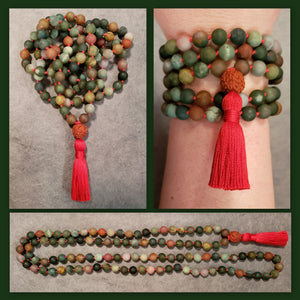 Nurturing and Empowerment Mala -  Indian Agate Bloodstone