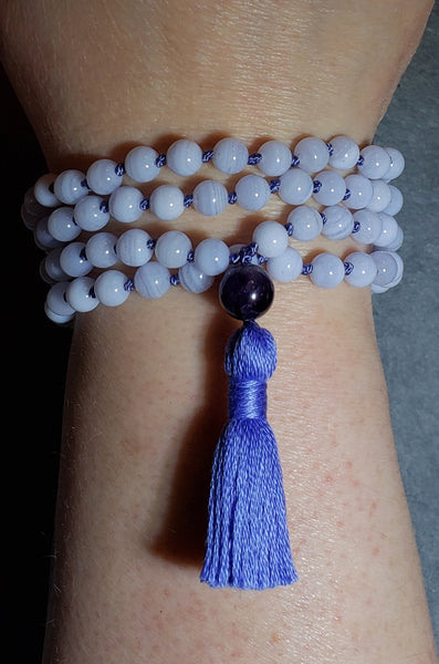 Inner Peace Mala - Blue Lace Agate - Petite