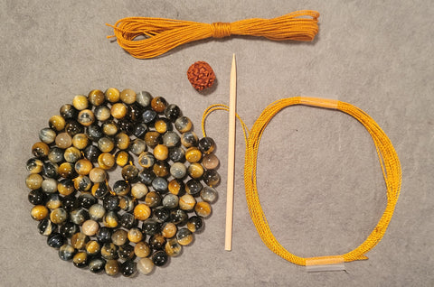 Mental Well-being  Mala Kit - Gold and Blue Tiger Eye
