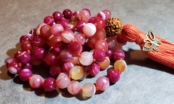 Harmonizing Mala - Striped Agate