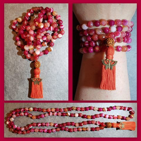 Harmonizing Mala - Striped Agate